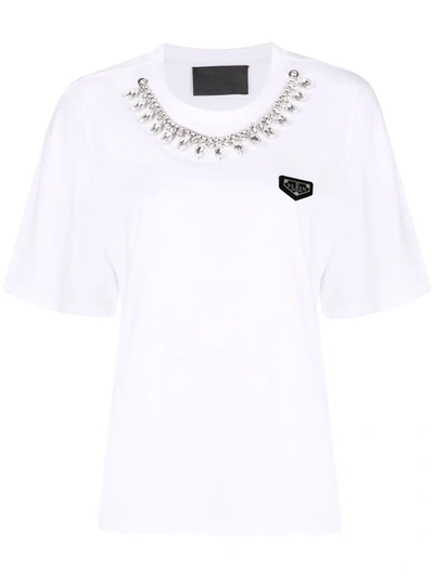 PHILIPP PLEIN CRYSTAL-EMBELLISHED COTTON T-SHIRT 