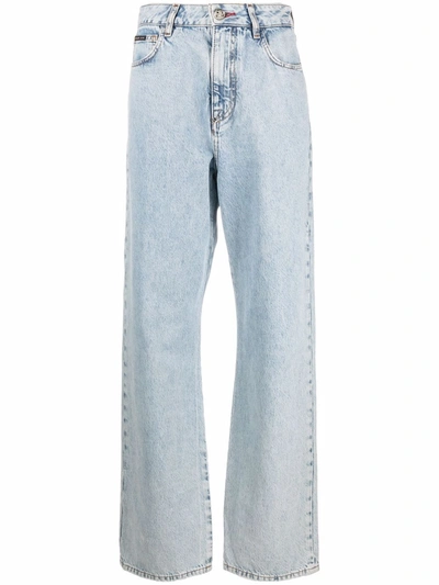 Shop Philipp Plein Iconic Loose Fit Jeans In 蓝色