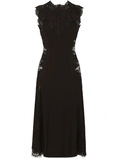 Shop Dolce & Gabbana Lace-detail Midi Dress In Black