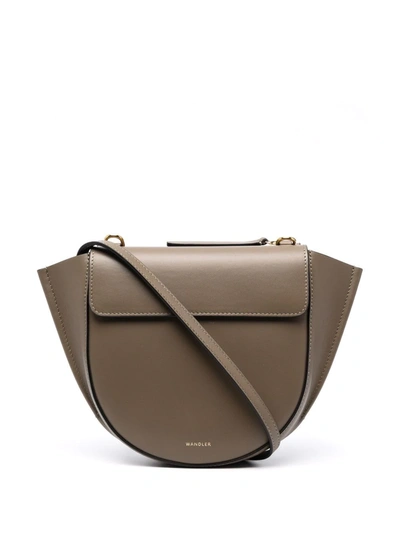Shop Wandler Hortensia Leather Tote Bag In 绿色