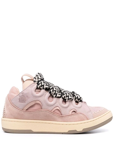 Shop Lanvin Curb Lace-up Sneakers In 粉色