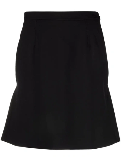 Shop Alexander Mcqueen High-waisted Ruffle-hem Mini Skirt In 黑色