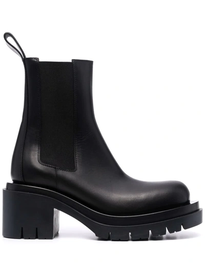 Shop Bottega Veneta Lug Block-heel Ankle Boots In Black