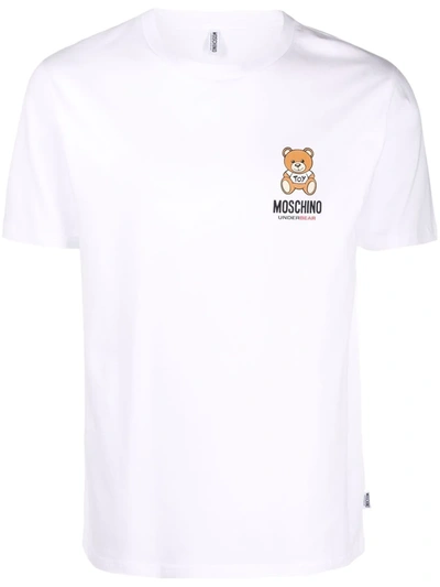 Shop Moschino Underbear Cotton T-shirt In White