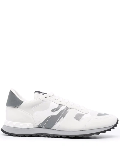 Shop Valentino Camouflage Rockrunner Sneakers In White