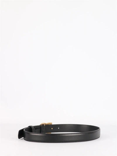 Dolce & Gabbana Black Belt With Dg Logo Buckle With Pearls And Rhinestones In Smooth Leather Woman In Black
