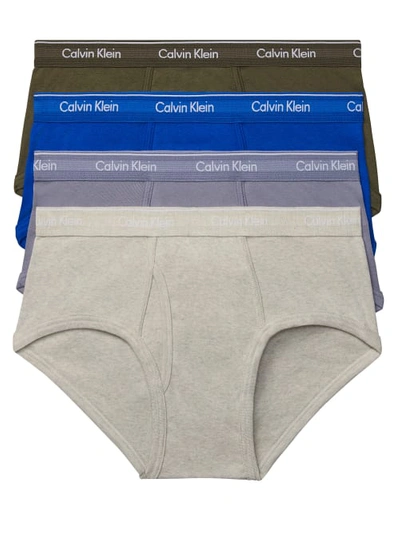 Shop Calvin Klein Cotton Classic Brief 4-pack In Olive,blue,grey