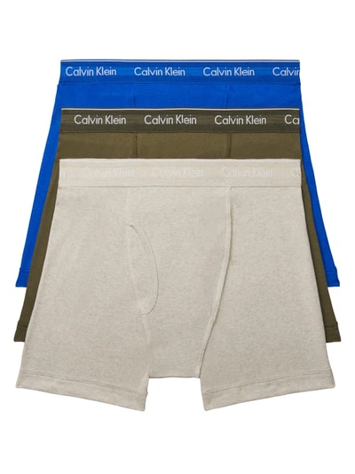 Shop Calvin Klein Cotton Classics Boxer Brief 3-pack In Blue,olive,grey