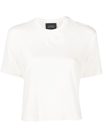 Shop Marchesa Notte Dominique Cropped Jersey T-shirt In White