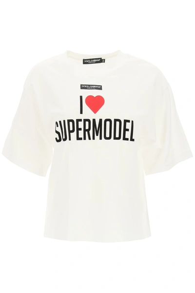 Shop Dolce & Gabbana I Love Supermodel T-shirt In Bianco