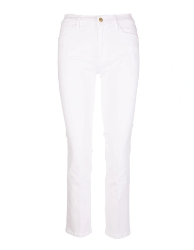Shop Frame Woman Le High Straight Blanc Jeans In Bianco