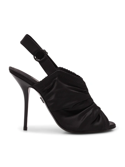 Shop Dolce & Gabbana Fabric Sandals In Black