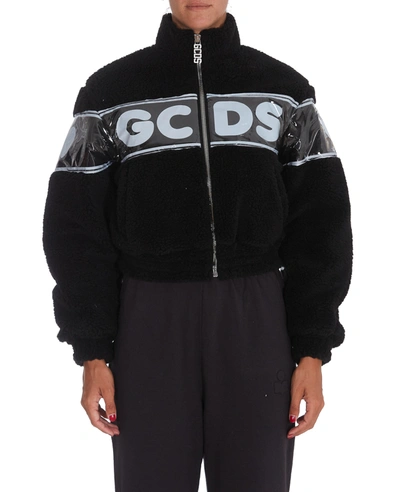 Shop Gcds Transparent Band Logo Bomber Jacket In Black