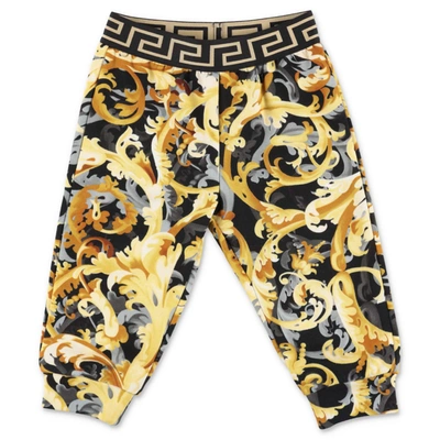 Shop Versace Young  Pantaloni Stampa Barocca In Felpa Di Cotone