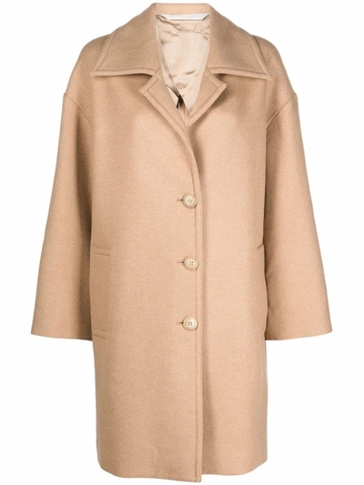 Shop Palm Angels Beige Wool-blend Single-breasted Coat In Cammello