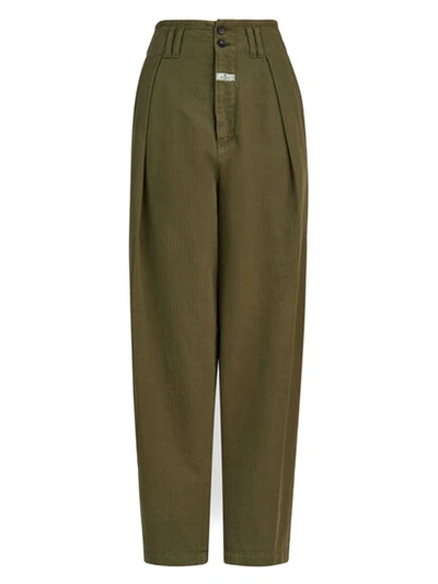 Shop Etro Tailored Green Cotton Trousers In Verde