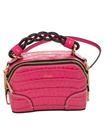 Shop Chloé Mini Daria Shoulder Bag In Hot Pink
