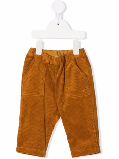 Shop Bonpoint Corduroy Stretch-cotton Trousers In 褐色