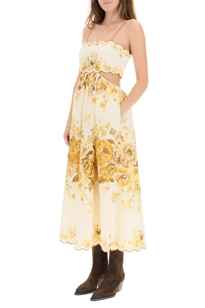Shop Zimmermann Aliane Midi Dress In Mixed Colours