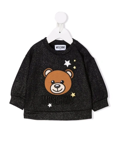 Shop Moschino Teddy Bear Cotton Sweatshirt In Black