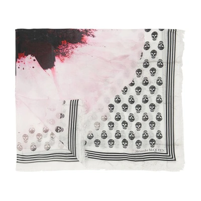 Shop Alexander Mcqueen Biker Paper Scarf In Ivory Black