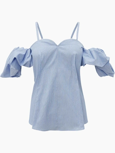 Shop Jw Anderson Off The Shoulder Camisole Top In Blue