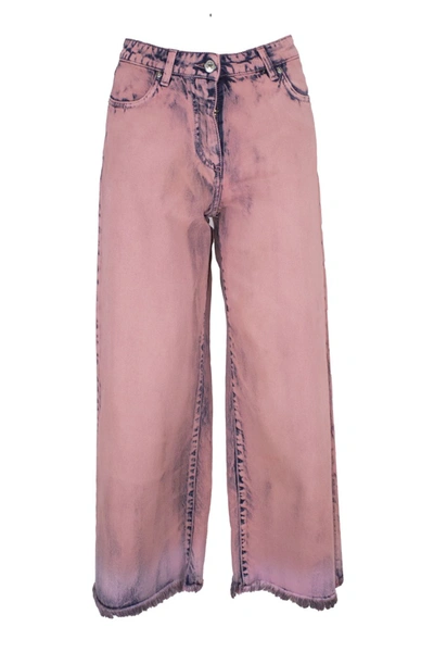 Shop Msgm Acid-effect Wide-leg Jeans In Pink