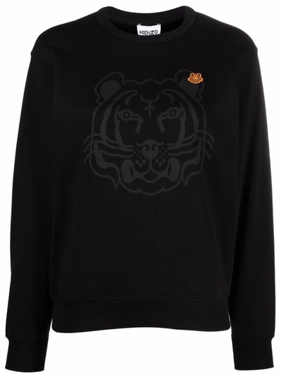 Shop Kenzo Tiger-print Cotton Sweatshirt In Black