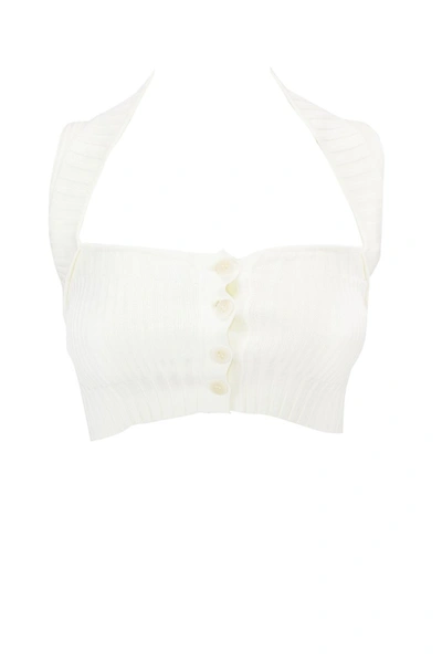 Shop Adamo Ribbed Cropped Top In White