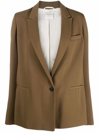 Shop Forte Forte Single-breasted Tailored Blazer In Brown