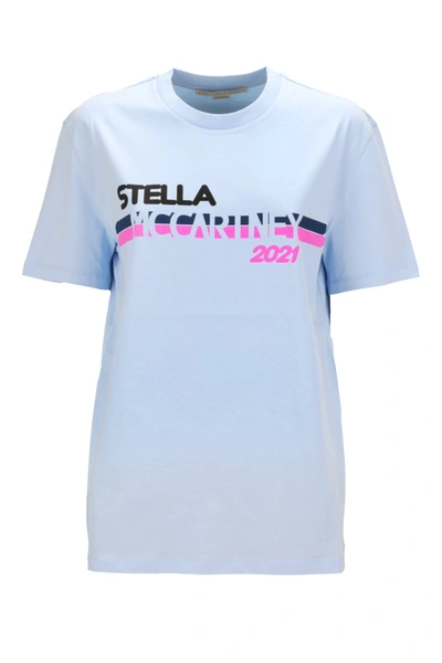Shop Stella Mccartney Logo-print T-shirt In Blue