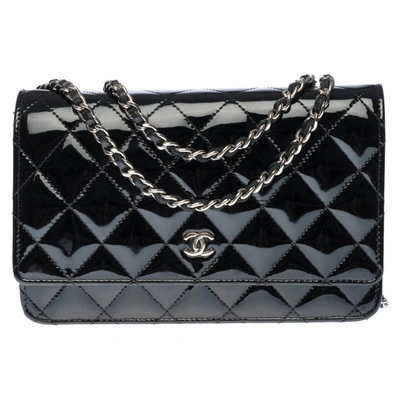 Chanel So Black Wallet on Chain Chevron Lambskin Black 371441