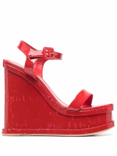 Shop Haus Of Honey Platform Wedge Sandals In Red