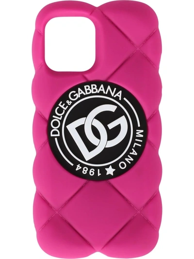 Shop Dolce & Gabbana Quilted-effect Iphone 12 Pro Max Cover In Rosa