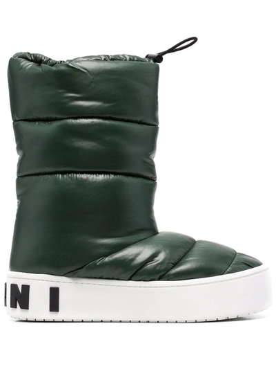 Shop Marni Padded Snow Boots In Grün