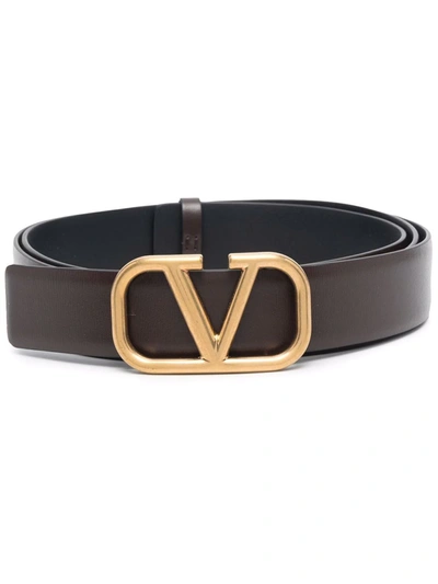 Shop Valentino Vlogo Signature Buckle Belt In Schwarz