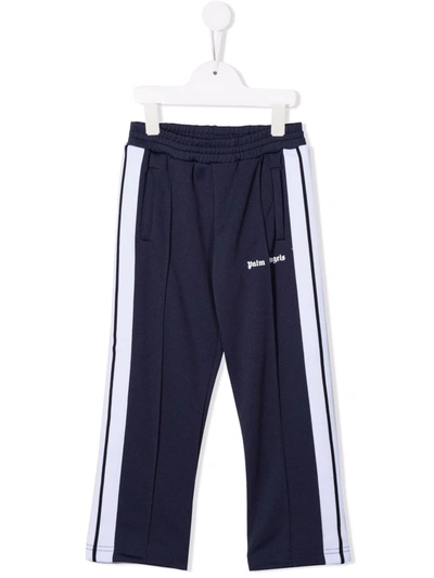 Shop Palm Angels Logo-print Track Trousers In Blue