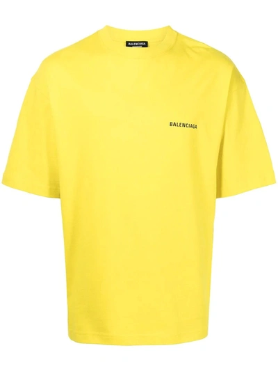 Shop Balenciaga Yellow Logo T-shirt