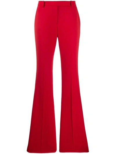 Shop Alexander Mcqueen Red Wide-leg Tailored Pants