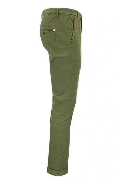 Shop Dondup Gaubert - Slim-fit Gabardine Trousers In Green