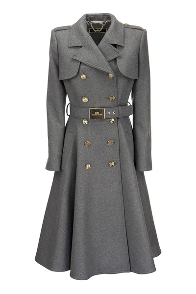 Elisabetta Franchi Double-breasted Military Coat In Grey | ModeSens