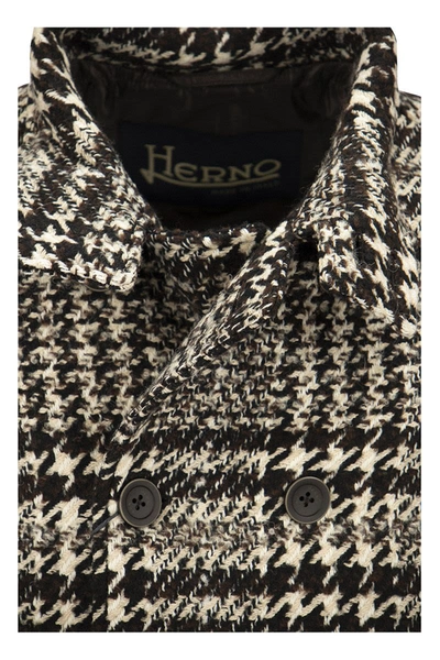 Shop Herno Vintage Chess Coat In Grey/brown