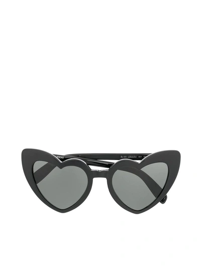 Shop Saint Laurent Eyewear Sunglasses In Shiny Black Grey
