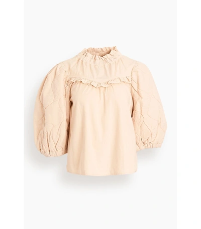 Shop Sea Layla Quilted Puff Sleeve Top In Barley In Neutrals