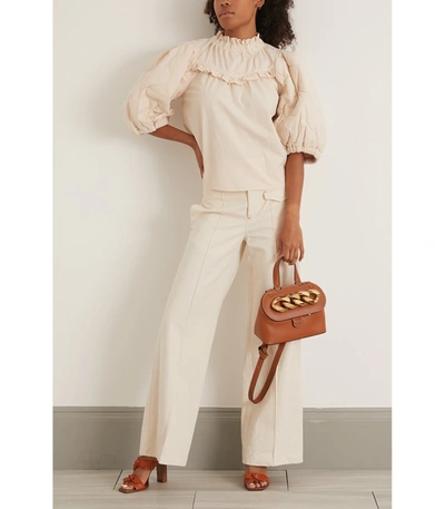 Shop Sea Layla Quilted Puff Sleeve Top In Barley In Neutrals