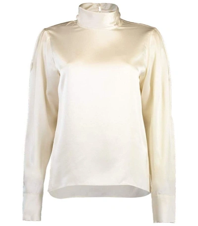 Shop Sablyn High Neck Silk Blouse In Gardenia