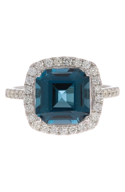 Shop Effy 14k White Gold Asscher Cut London Blue Topaz Diamond Ring