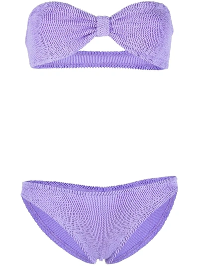 Shop Hunza G Two-piece Bandeau Bikini Set In Purple