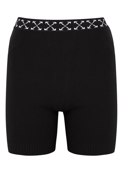 Shop Off-white Bold Black Ribbed-knit Cycling Shorts