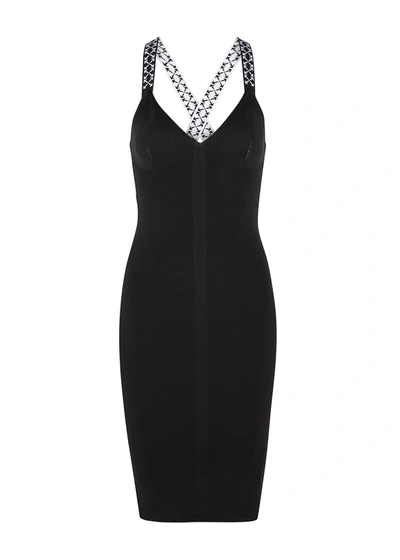 Shop Off-white Bold Black Ribbed-knit Dress In Black And White